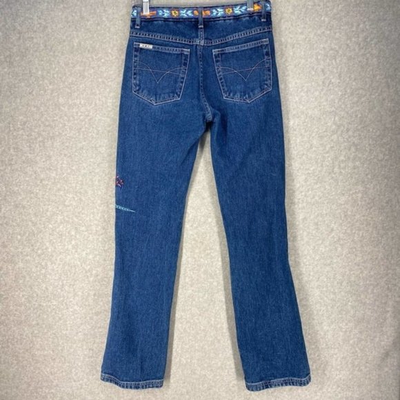 Vintage 1990’s RVT Serve Piping Hot Jeans High Rise Embroidered Dragonfly 7/8 - Picture 2 of 12
